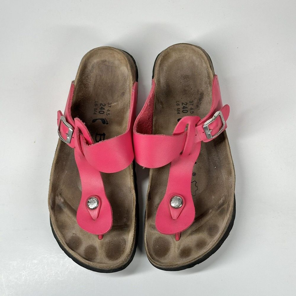 Betula By Birkenstock Gizeh T-Strap Pink Sandals Womens Size 6 (EU 37) Cork - Picture 2 of 16